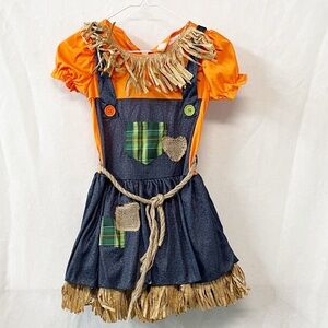 Girls Sz Med Pumpkin Patchwork Dress‎ Fall Festival Halloween Costume Pull On